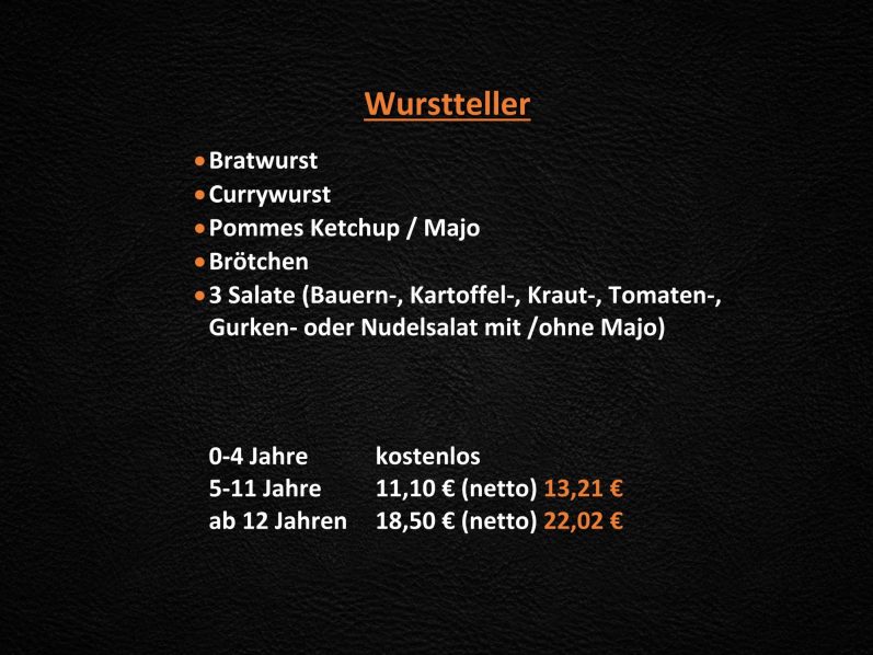 Speisekarte mit Preisen - Der Wurststeller