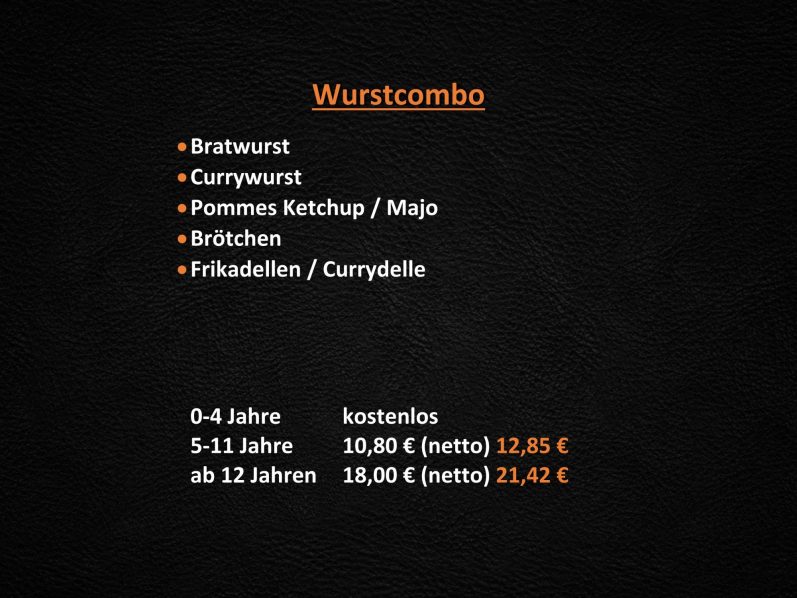Speisekarte mit Preisen - Die Wurstcombo
