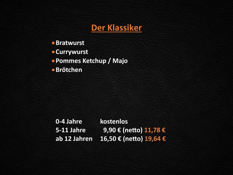 Speisekarte mit Preisen - Der Klassiker