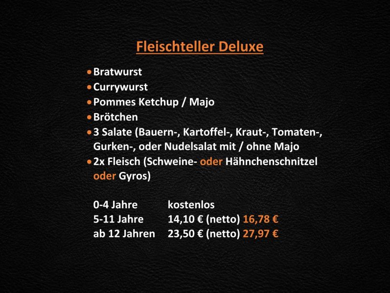 Speisekarte mit Preisen - Der Fleischteller Deluxe
