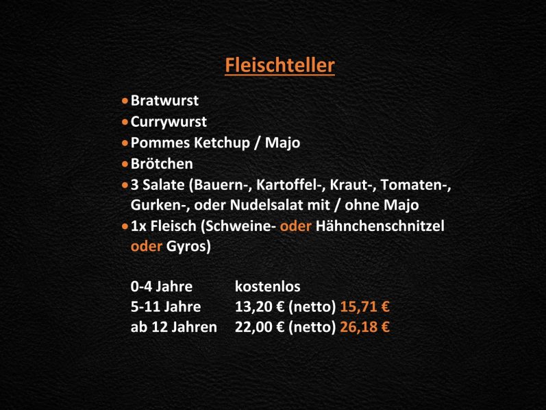 Speisekarte mit Preisen - Der Fleischteller