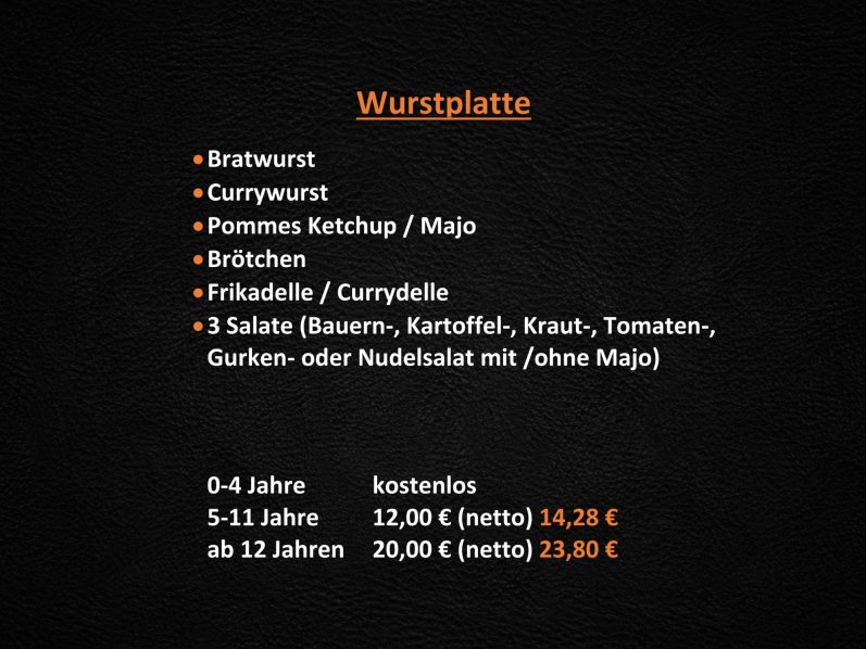 Speisekarte mit Preisen - Die Wurstplatte
